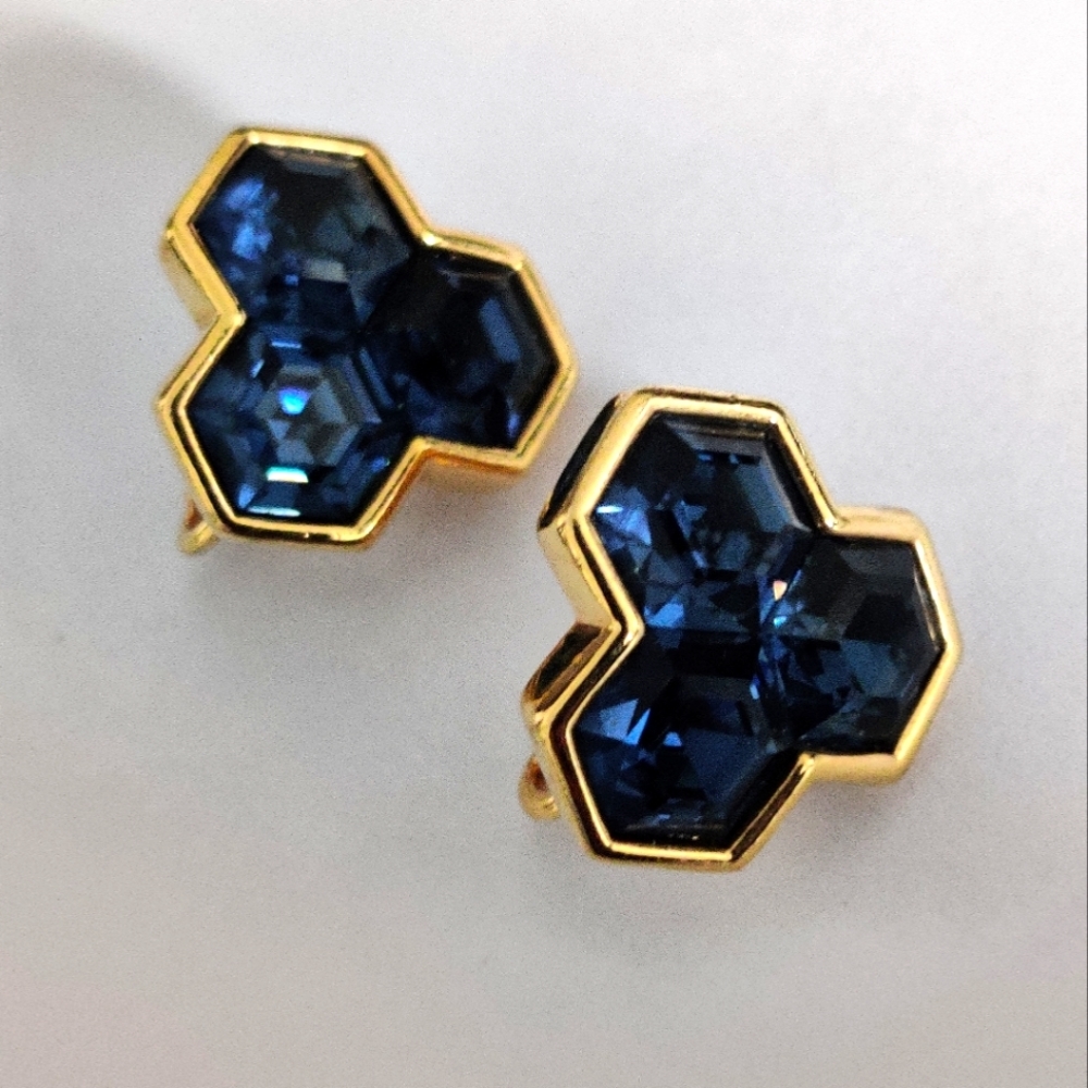 Vintage Swarovski S.A.L Honeycomb Hexagon Earrings